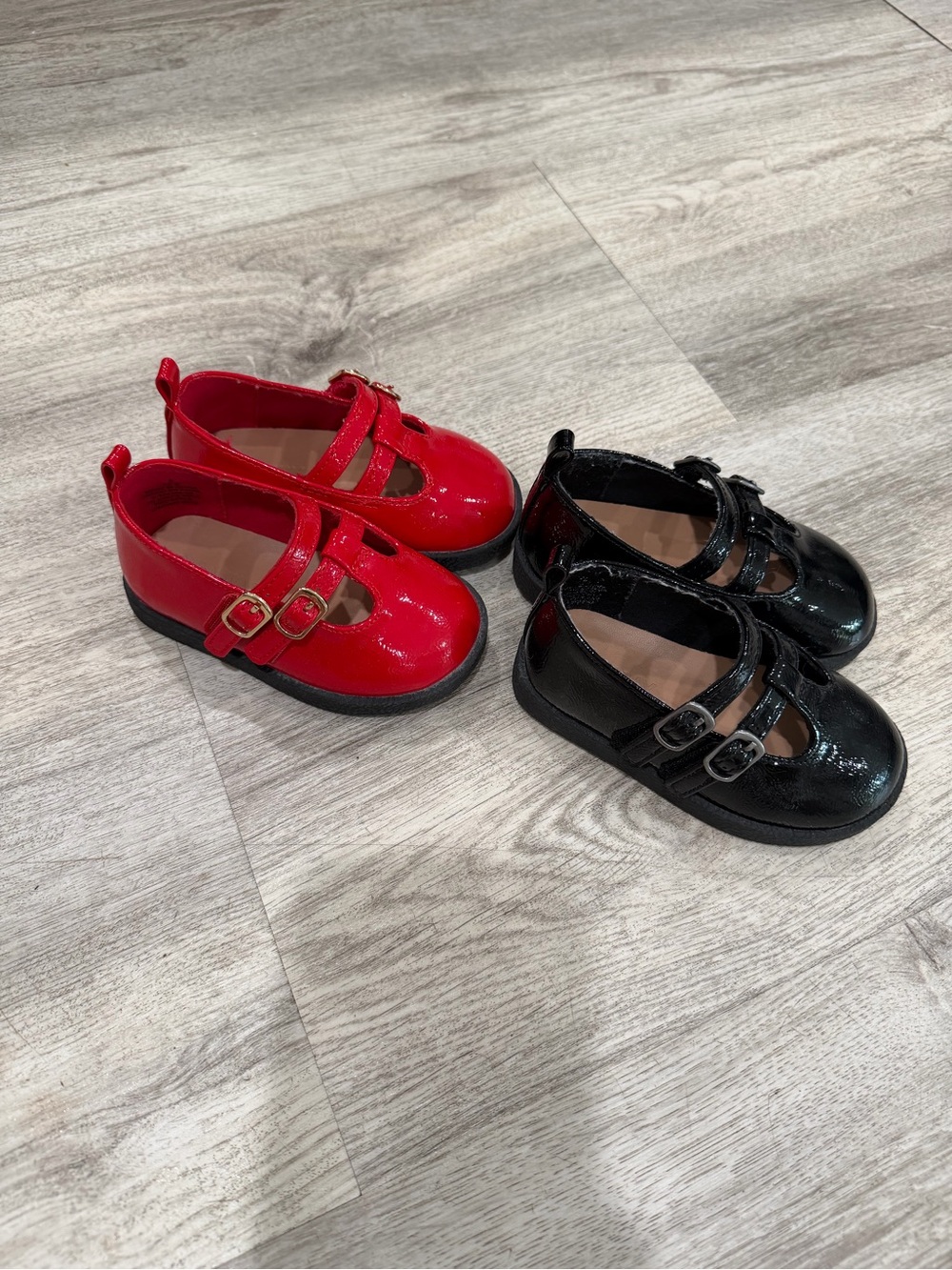 Old Navy Double-Strap Patent Mary Janes in Red and Black